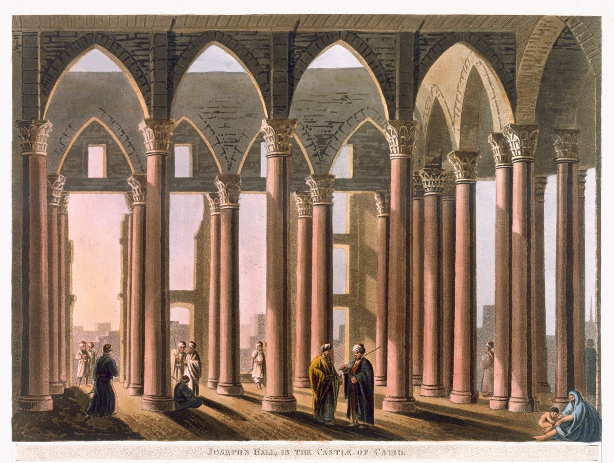 Sala de José no Castelo do Cairo, placa 31 de "Views in Egypt", gravura de Thomas Milton (1743-1827) publicada por Robert Bowyer (1758-1834) 1802 (água-tinta) de Luigi Mayer