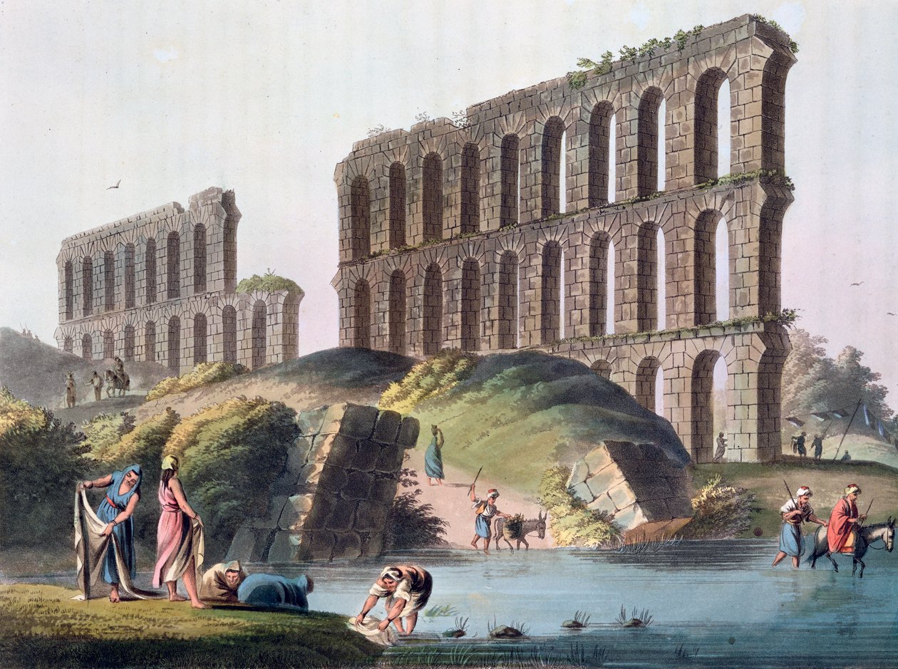"Ruínas do Grande Aqueduto de Cartago Antigo", Tunísia, 1803 de Luigi Mayer