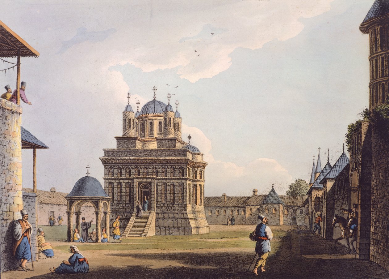 Convento de Santa Maria, de Luigi Mayer, Grécia Gravura do século XIX de Luigi Mayer