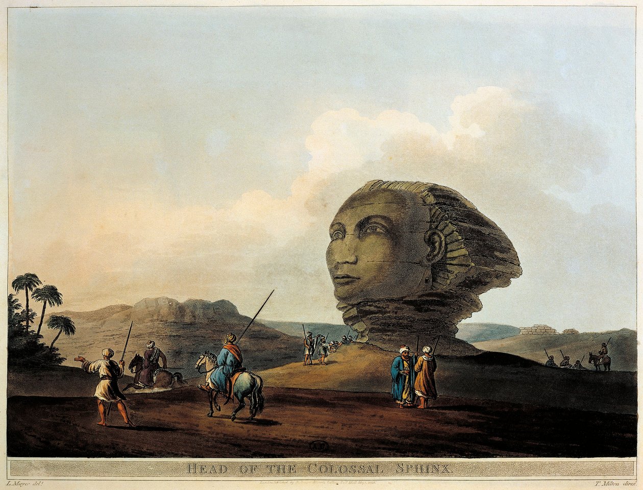 Cabeça de esfinge no Egito de Views in Egypt por Luigi Mayer, gravura de Luigi Mayer