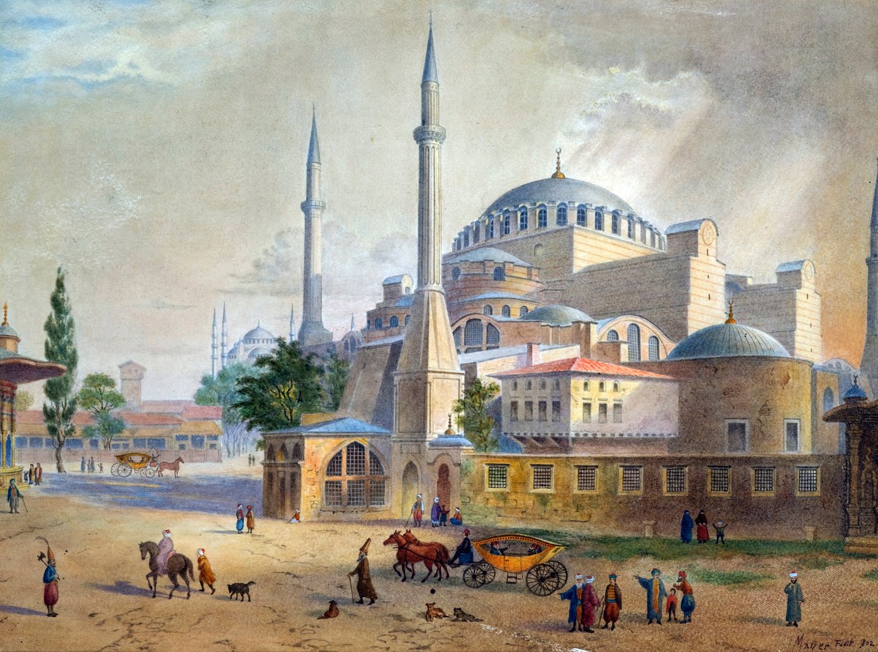 A Hagia Sophia em Constantinopla par Mayer, Luigi (1755-1803). Aquarela sobre papel, tamanho : 26,5x36 de Luigi Mayer