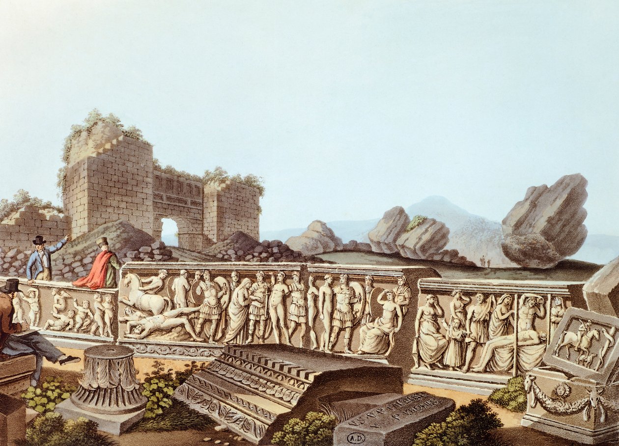 As ruínas de Éfeso na Turquia, ilustração de Luigi Mayer de Luigi Mayer
