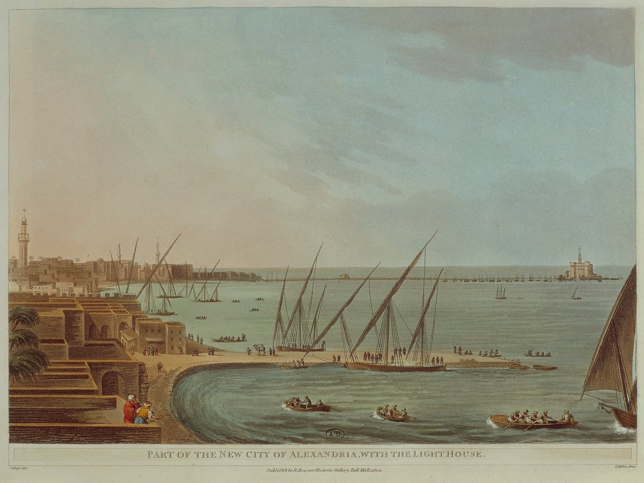 Vista de Alexandria com farol, From Views of Egypt by Luigi Mayer de Luigi Mayer