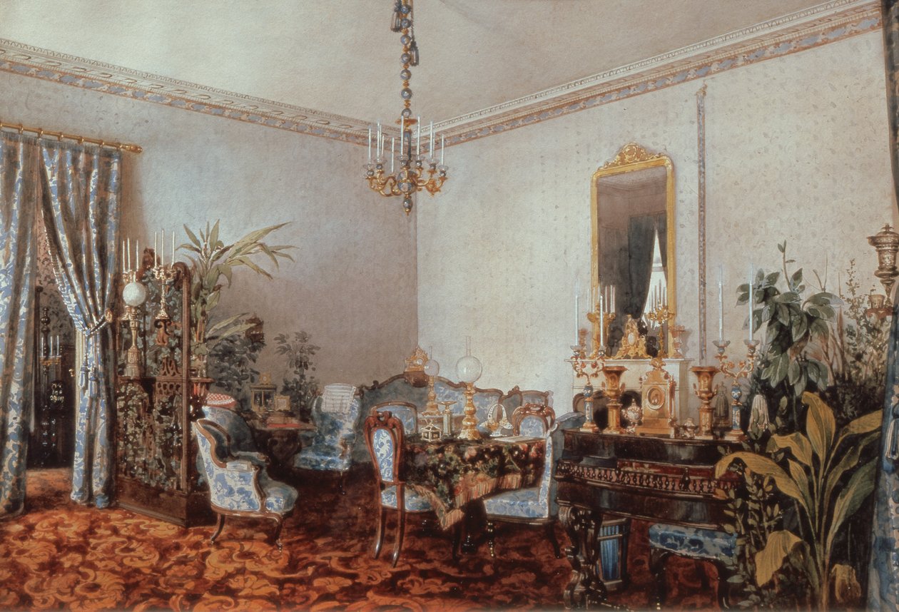 Varvara Obreskoffs Salon, 1848 (banheiro no papel) de Luigi Premazzi