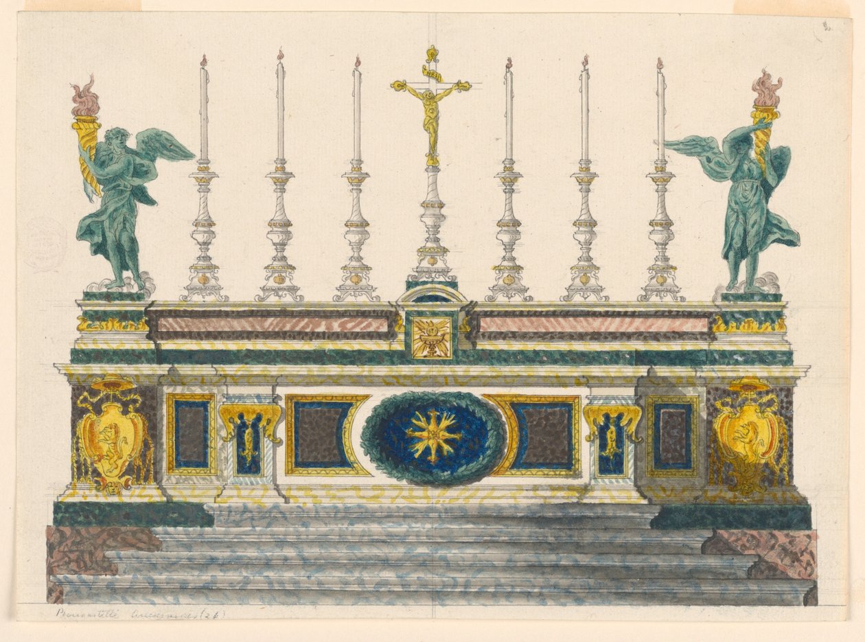 Desenho, Altar de mármores coloridos, ca. 1820 de Luigi Righetti