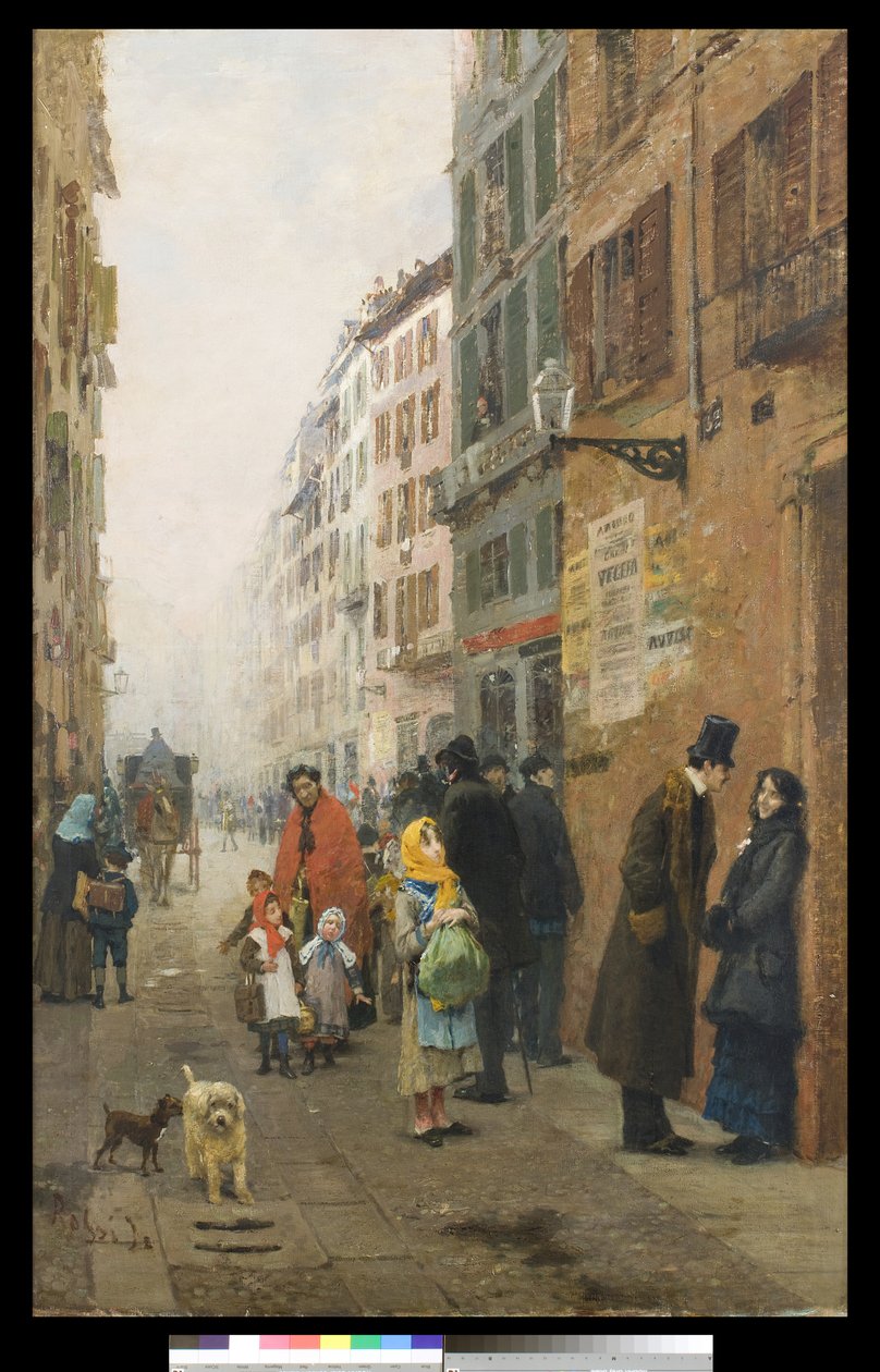 Uma rua em Milão, 1881 de Luigi Rossi