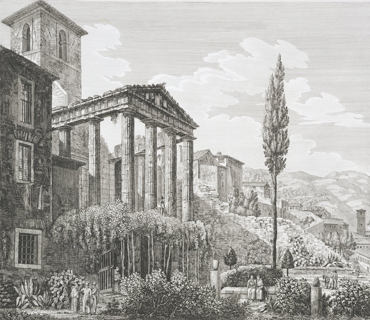 Templo de Hércules em Cora, de "As Antiguidades dos contornos de Roma", publicado em 1824-26 (ver também 205038) de Luigi Rossini