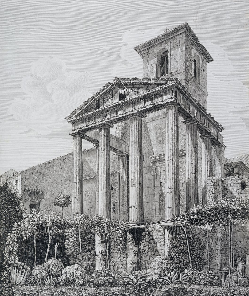 Templo de Hércules em Cora, de "As antiguidades dos contornos de Roma", publicado em 1824-26 (ver também 205039) de Luigi Rossini