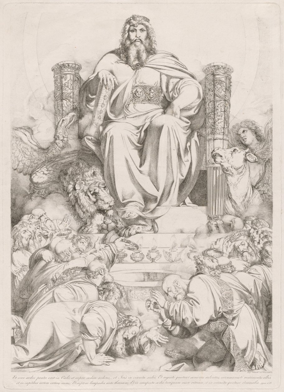 Et ecce sedes posita erat in coelo... (Deus Filho em Majestade no Trono Rodeado pelas Quatro Criaturas e Adorado pelos Vinte e Quatro Anciãos) de Luigi Sabatelli I