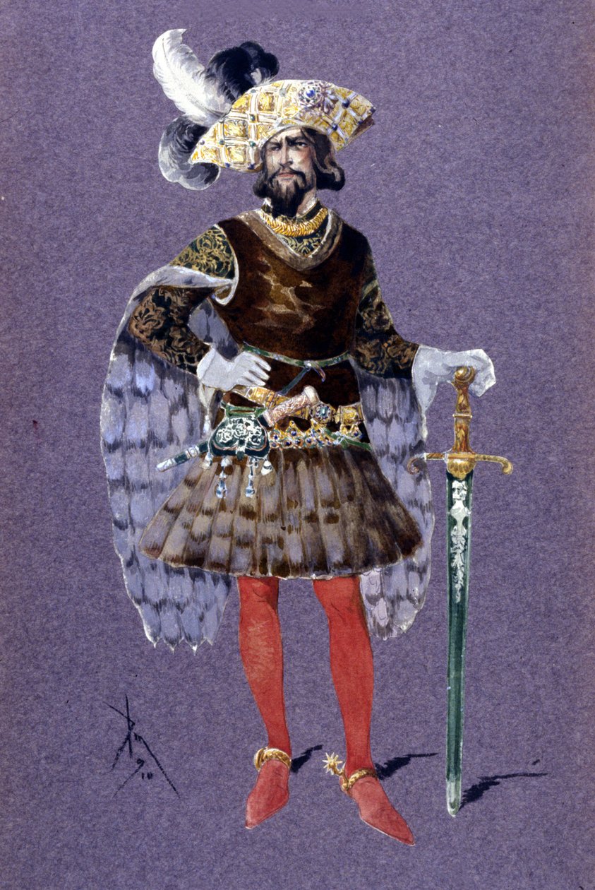 Barba Azul. desenho de Luigi Sapelli Caramba (1865-1936) de 1910 para a ópera Ariane e Barba Azul de Paul Dukas de Luigi Sapelli Caramba