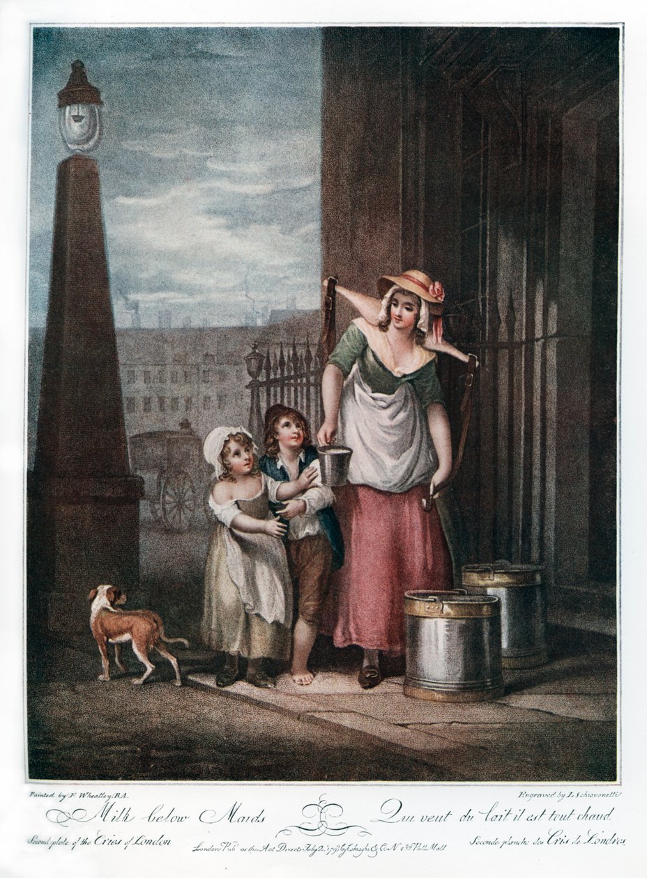 Leite abaixo das empregadas domésticas, 1793. de Luigi Schiavonetti