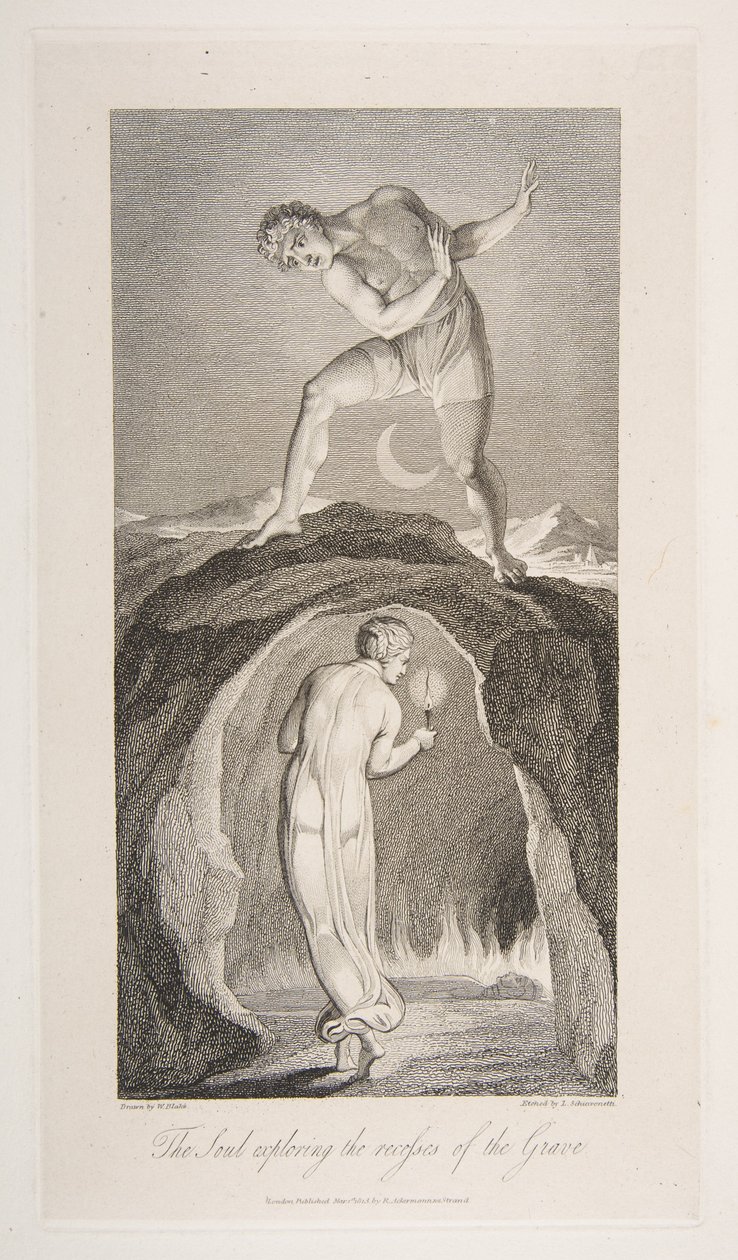 A alma explorando os recessos do túmulo, do túmulo, um poema de Robert Bl..., 1º de março de 1813. de Luigi Schiavonetti