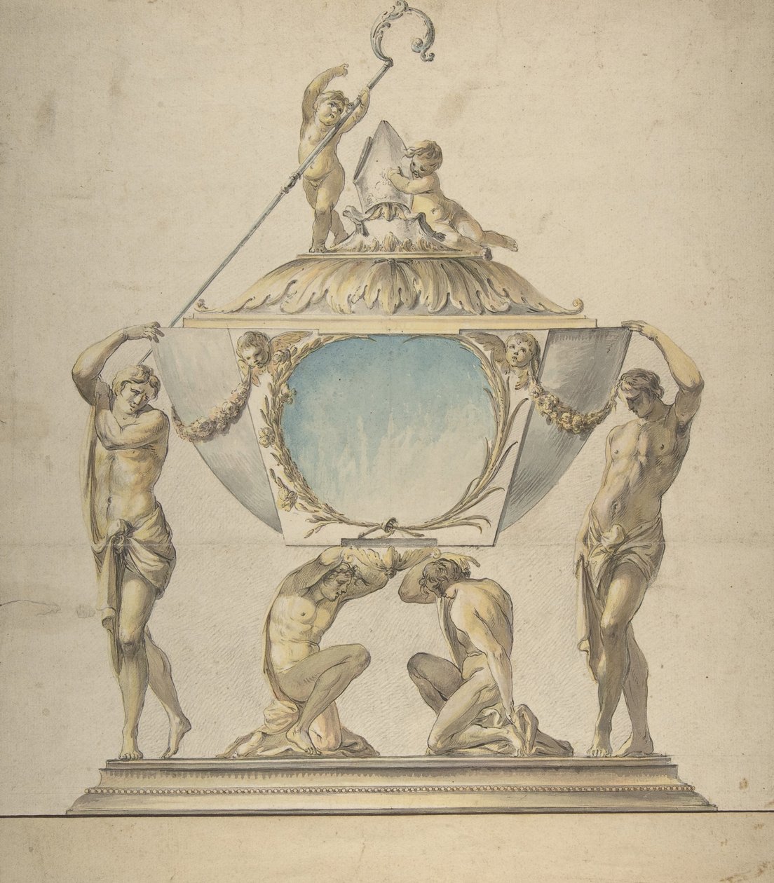 Desenho para um Relicário do Bispo de Ouro e Prata, finais do século XVIII. de Luigi Valadier