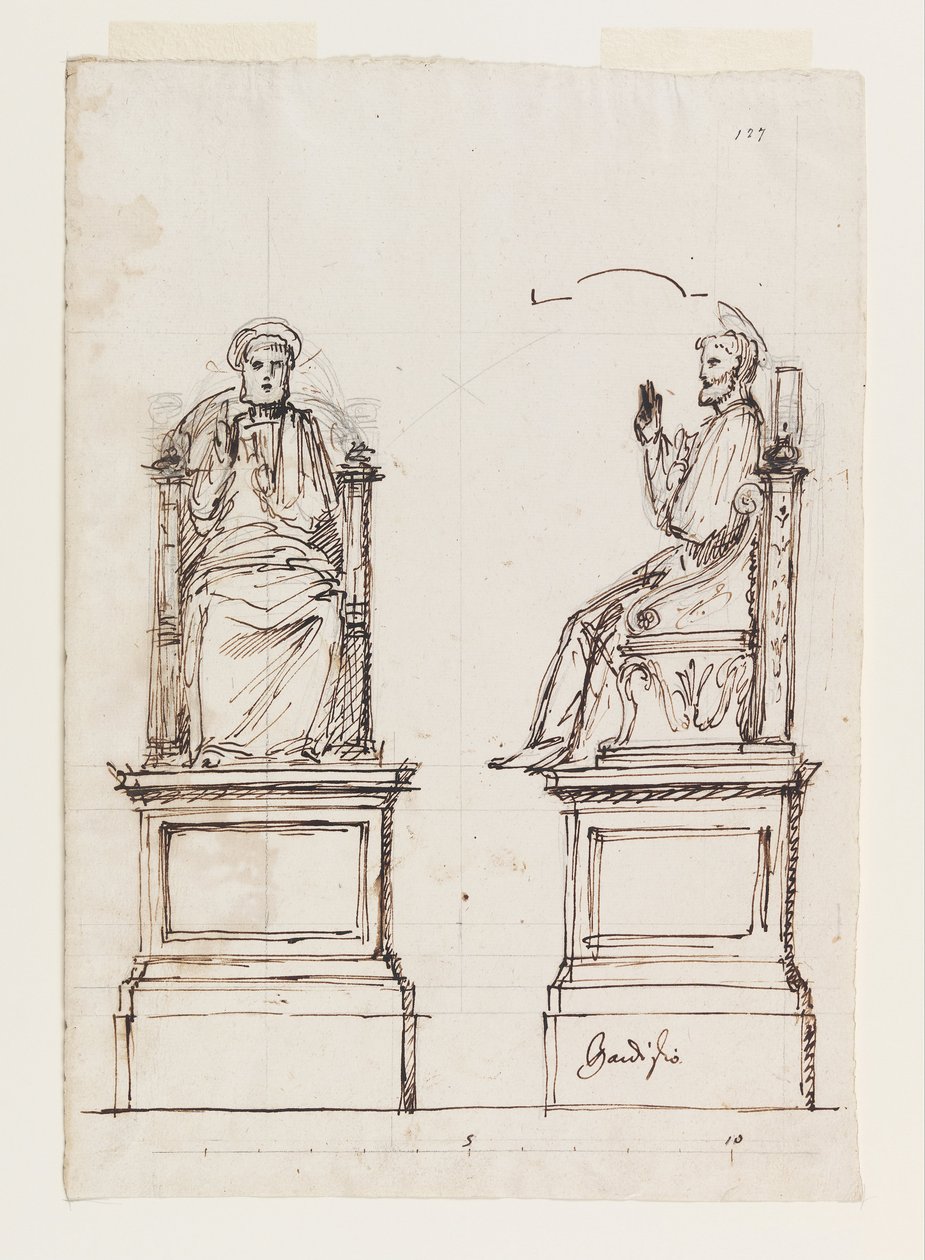 Projeto de um trono de mármore para a estátua de São Pedro, São Pedro, Roma de Luigi Vanvitelli
