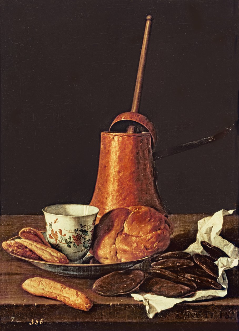 Ainda vida com um conjunto de Chocolate bebendo, 1770 de Luis Egidio Melendez