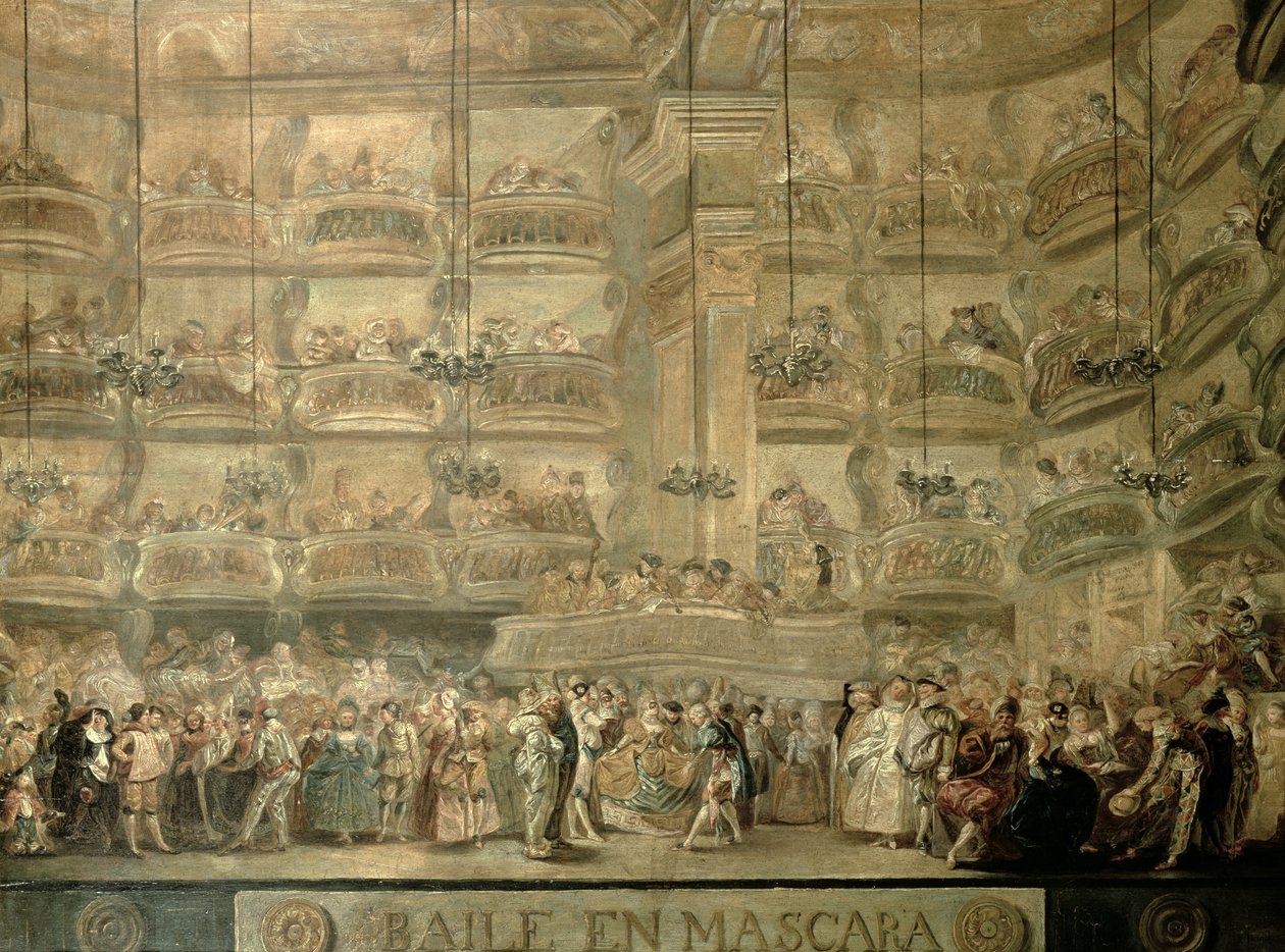 A bola mascarada, c.1767 de Luis Paret y Alcazar