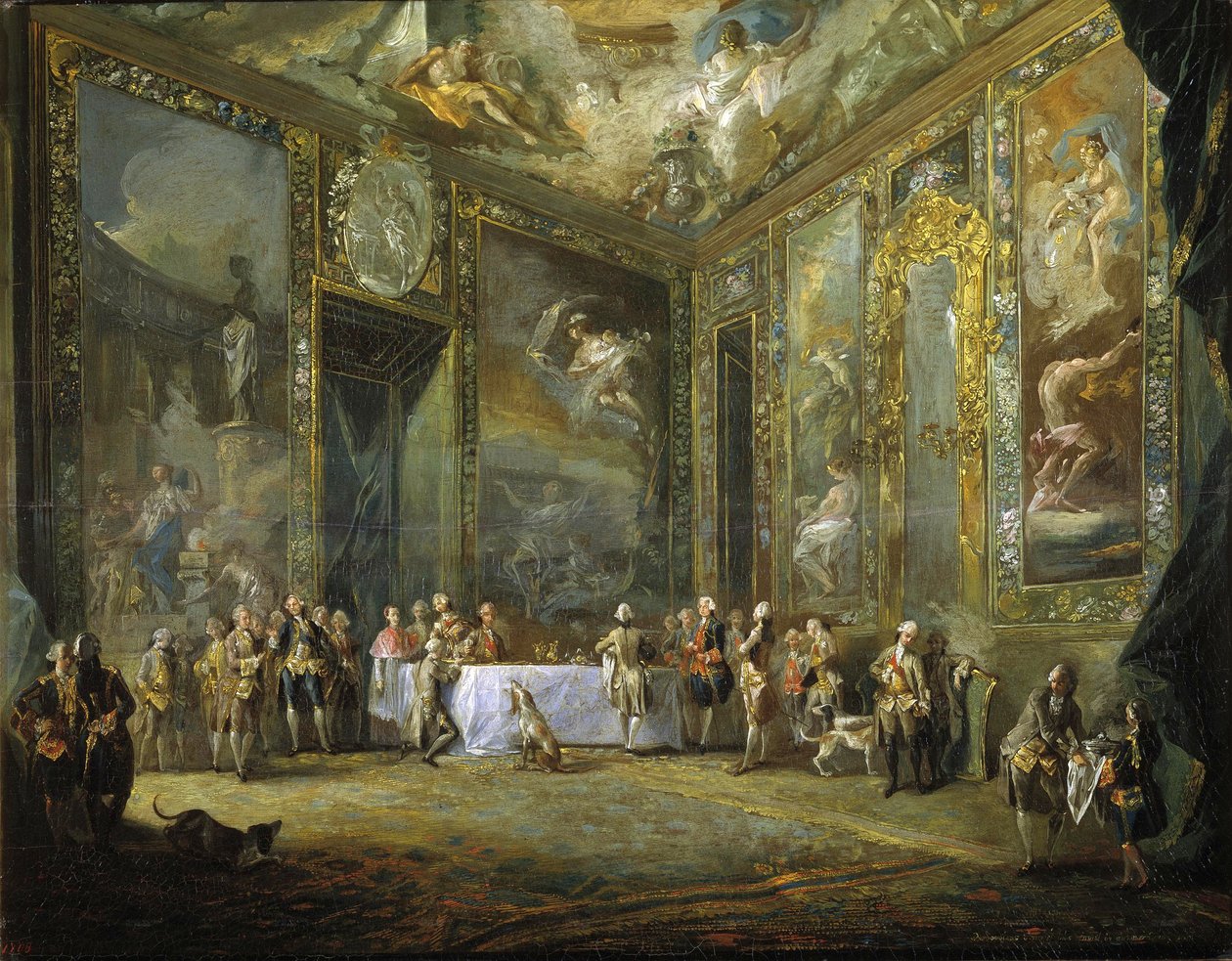 Charles III Jantando no Tribunal Espanhol de Luis Paret y Alcazar