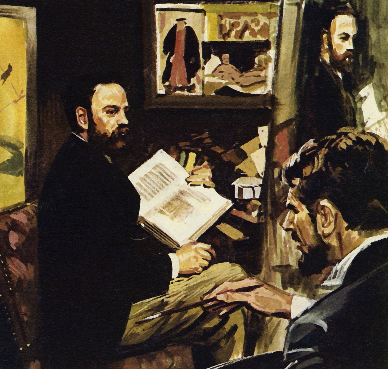 Emile Zola previu que a obra de Manet seria exposta no Louvre (litografia a cores) de Luis Arcas Brauner