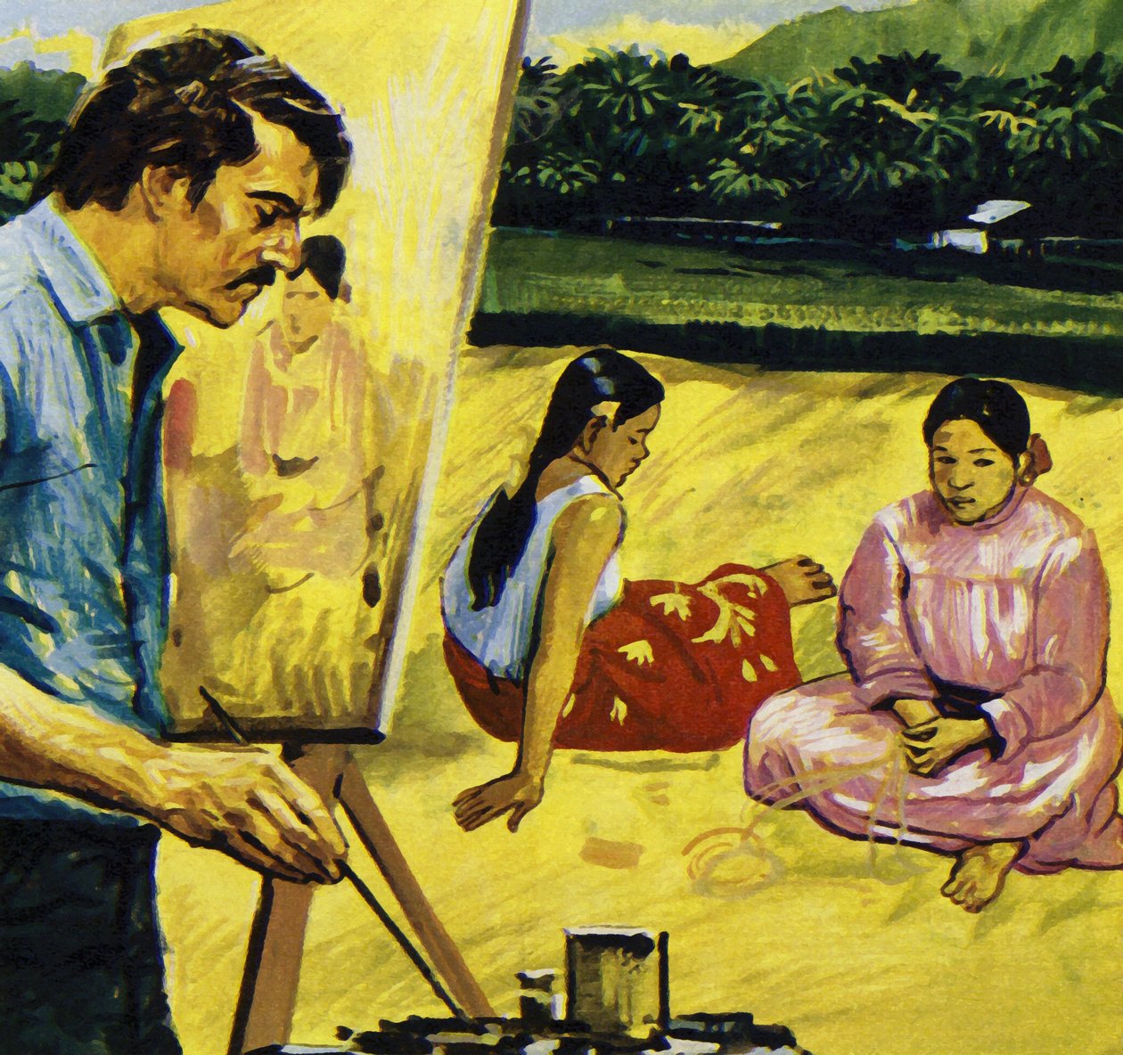 Gauguin pintou raparigas nativas no Taiti (litografia a cores) de Luis Arcas Brauner