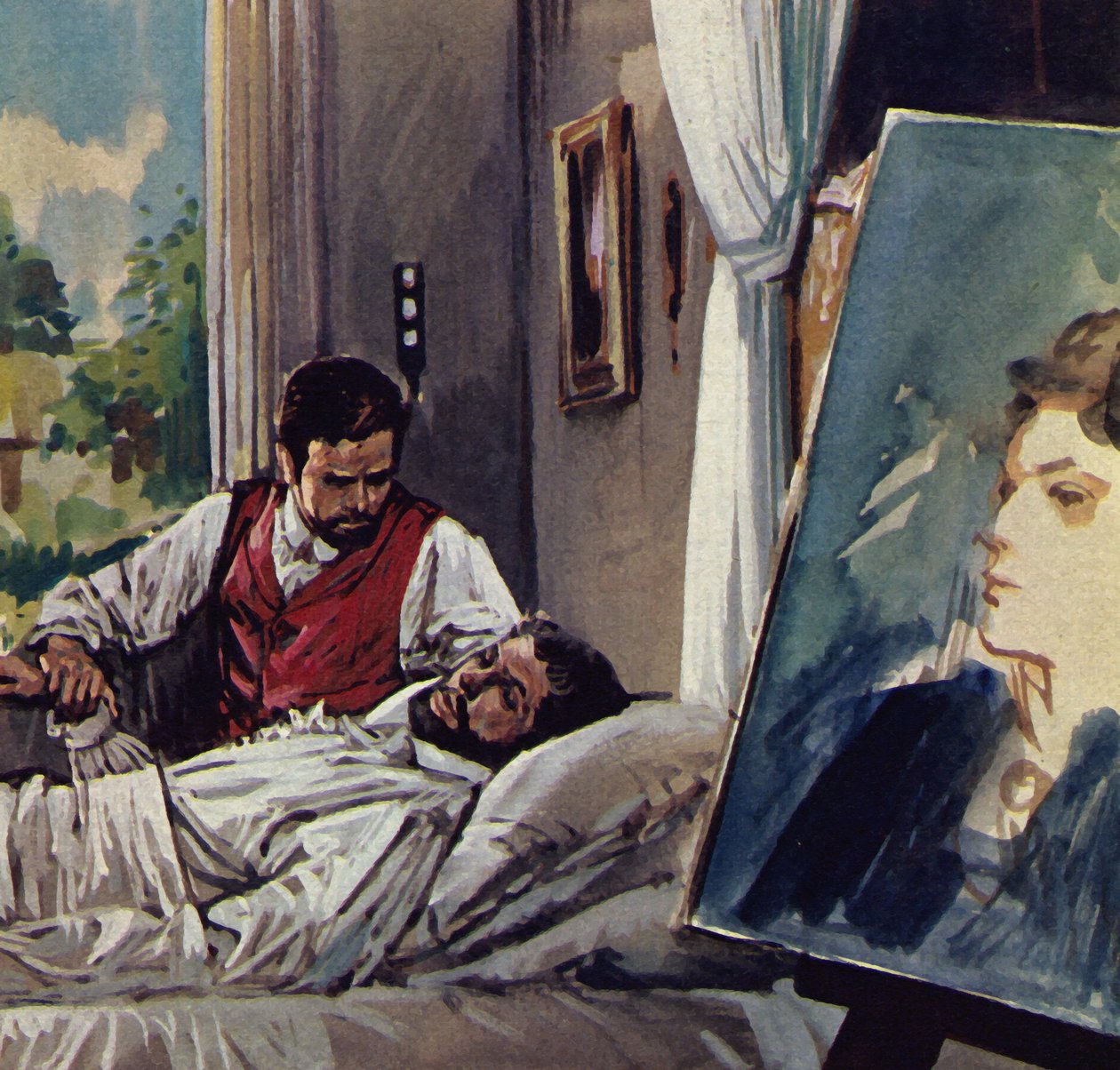 Manet morreu nos braços do seu amigo Chabrier (litografia a cores) de Luis Arcas Brauner