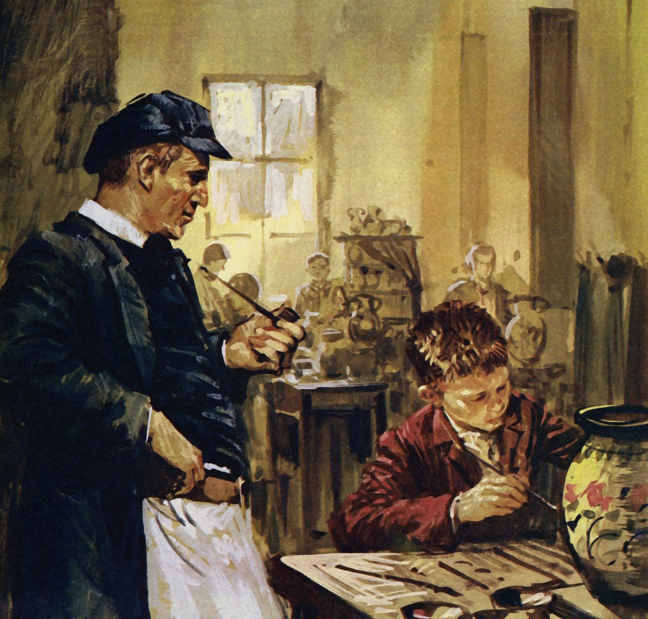 Pierre Auguste Renoir trabalhou em criança numa fábrica de porcelana (litografia a cores) de Luis Arcas Brauner