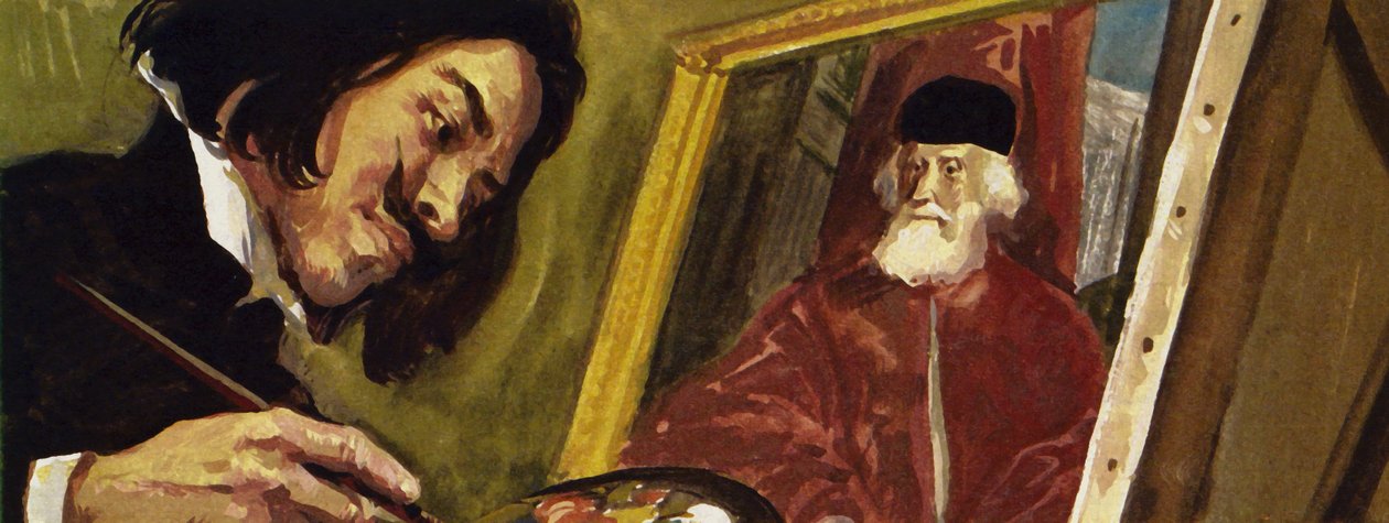 O artista francês Gericault estava em dívida para com a arte de Tintoretto (litografia a cores) de Luis Arcas Brauner