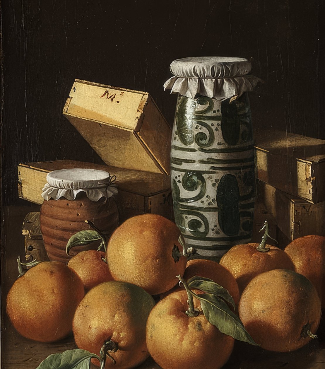 Natureza morta com laranjas e doces. Por volta de 1764-65 de Luis Egidio Melendez