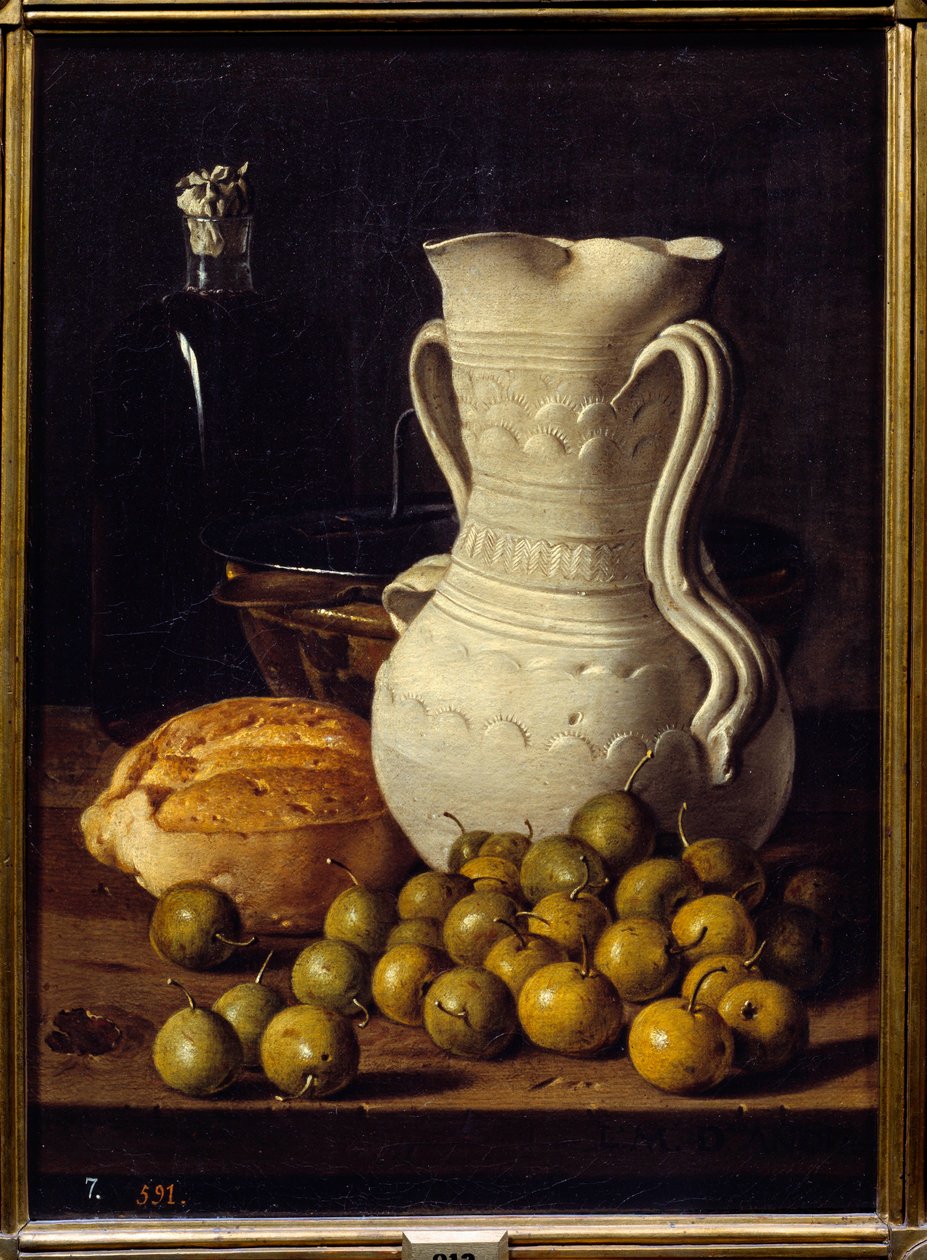 Jarro, pão e peras pequenas. Quadro de Luis Melendez de Luis Egidio Menendez or Melendez