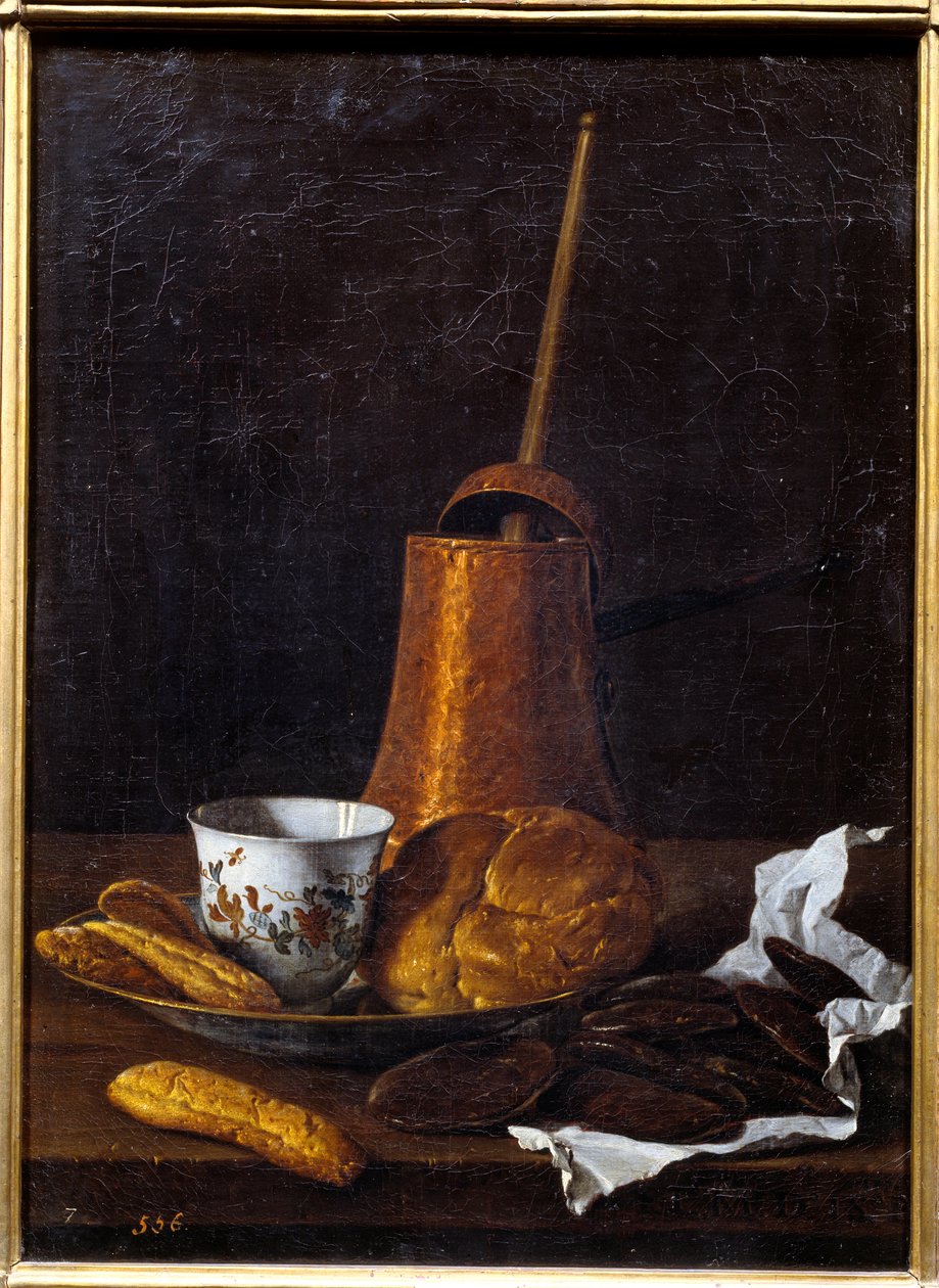 O chocolate. Pintura de Luis Melendez (1716 - 1780), escola de espanhol de Luis Egidio Menendez or Melendez