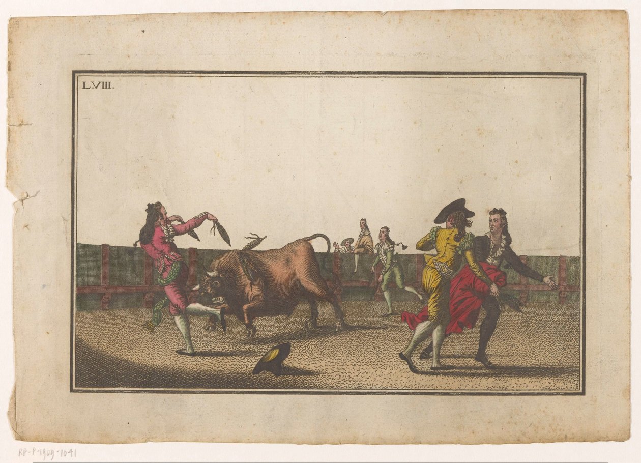 O touro é desafiado com asanderillas
Coleccion de las principales suertes de una corrida de toros (título da série)
Colecção das manobras mais importantes na tourada (título da série) de Luis Fernandez Noseret