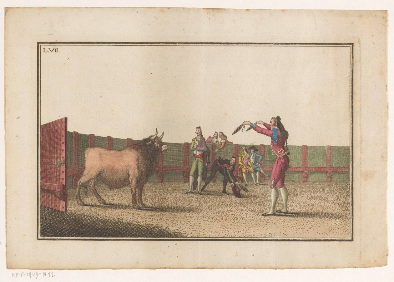 Toureiro com banderillas Coleccion de las principales suertes de una corrida de toros (título da série) Colecção das manobras tauromáquicas mais importantes (título da série) de Luis Fernandez Noseret
