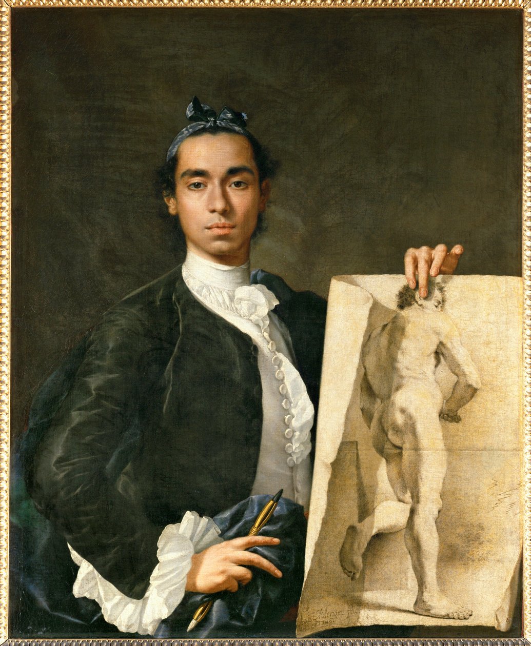 Retrato do artista segurando uma academia ... de Luis Menendez or Melendez
