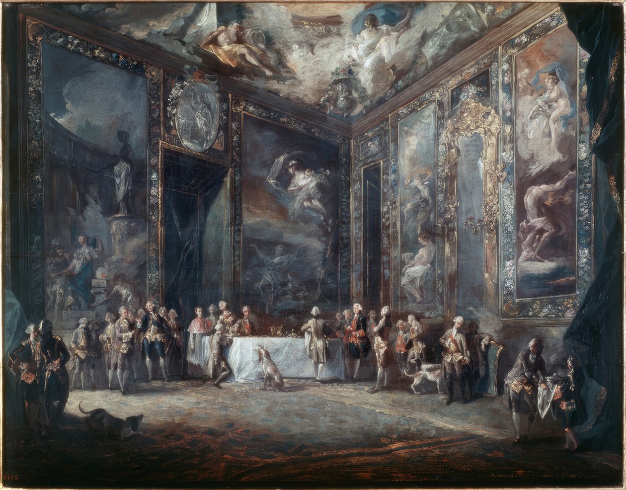 Carlos III janta na presença da corte de Luis Paret y Alcazar