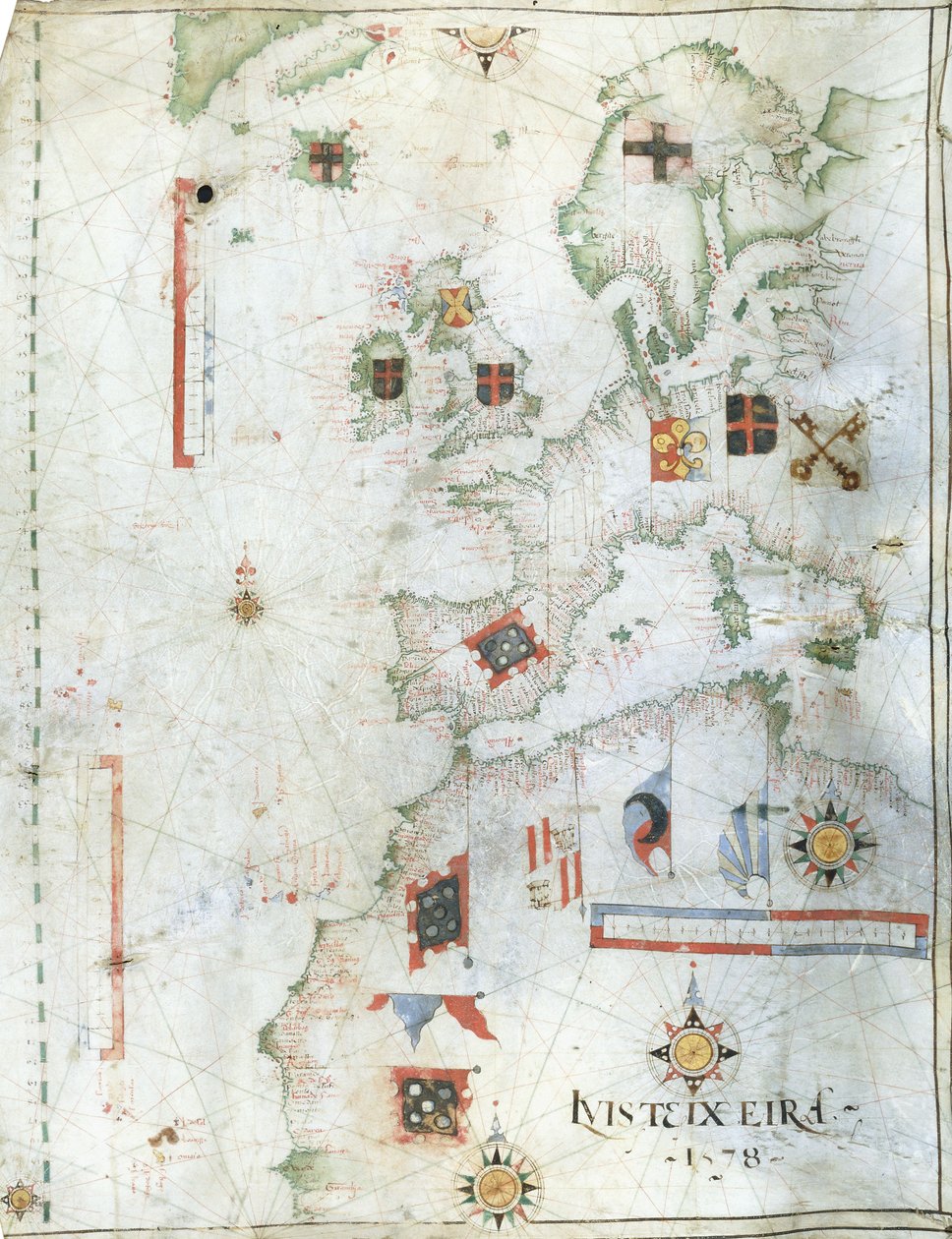 Carta de Portolan da Europa Ocidental e Norte da África, 1578 de Luis Teixeira