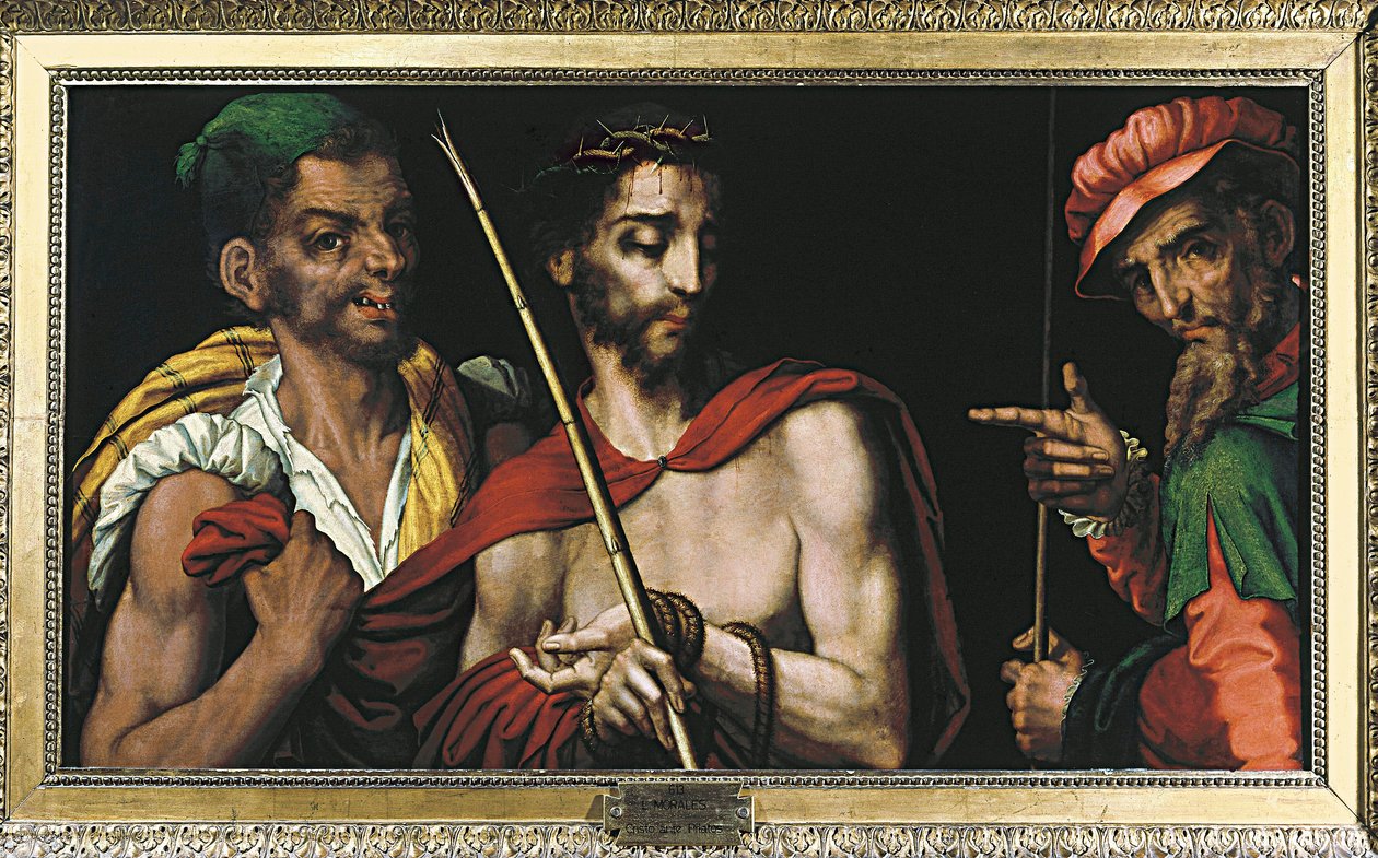 "Cristo diante de Pôncio Pilatos (Pôncio Pilatos)" Pintura de Luis de Morales (1515-1586) Século XVI de Luis de Morales