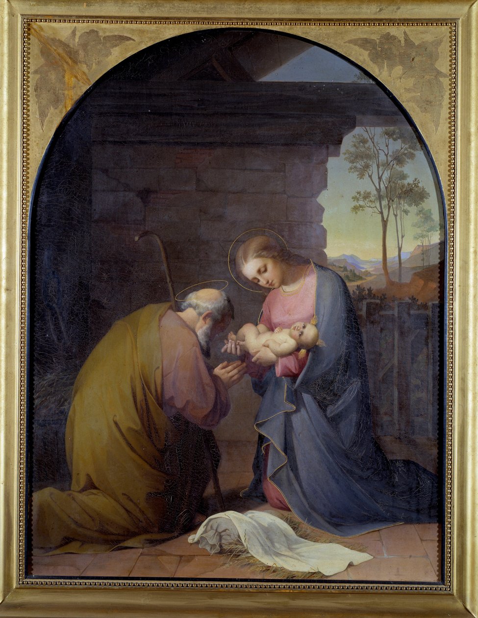 Adoração a Jesus (Jesus e Maria adorando Jesus) Pintura de Luisa Mussini Piaggio (1830-1865) Dim 109x81 cm Genes, Galleria d