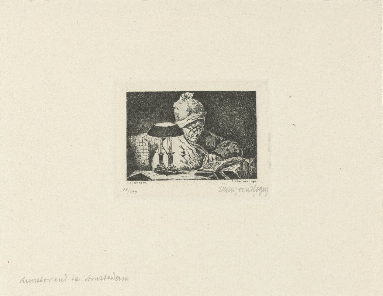 homem lendo de Lukas van Hoger (signed by artist)