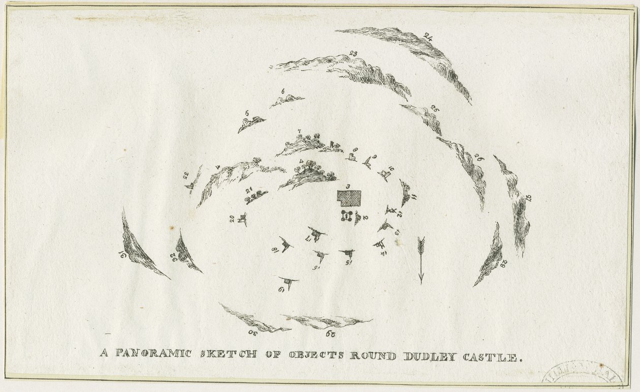 Dudley - Panorama da área do Castelo de Dudley: litografia, nd [c 1825] (imprimir) de Luke Booker