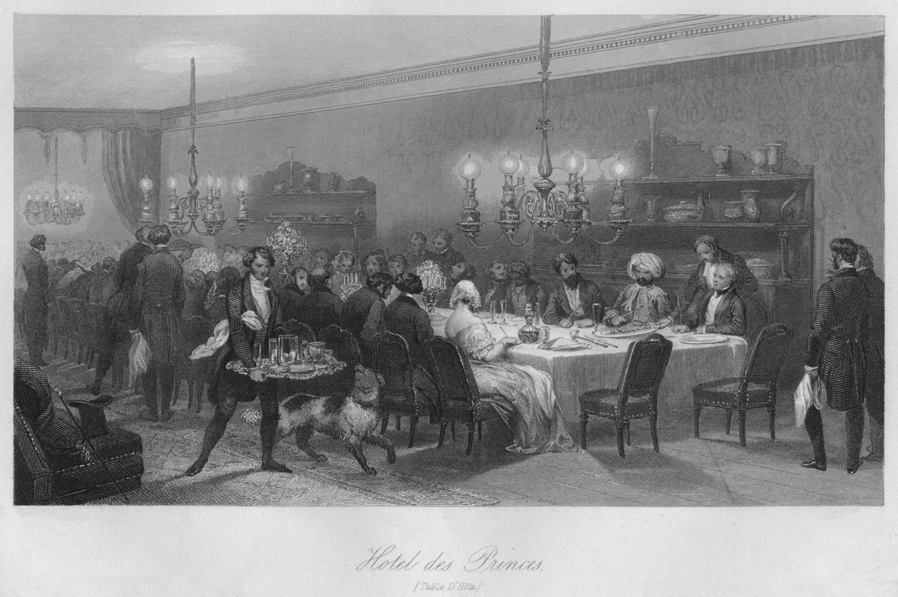 Hotel des Princes. Tabela DHote, c1843 de Lumb Stocks