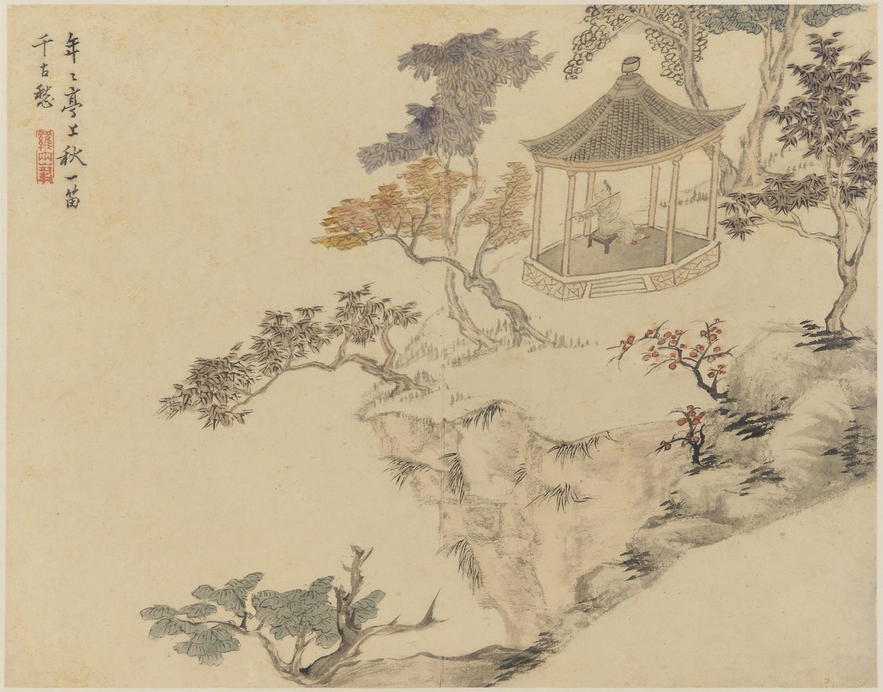 Conceitos poéticos, dinastia Qing, 1774 (tinta e cor sobre papel) de Luo Ping