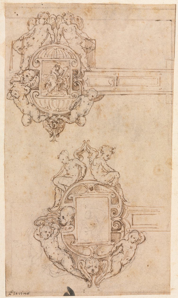 Design para dobradiças decorativas anteriores, meados dos anos 1500. de Luzio Romano