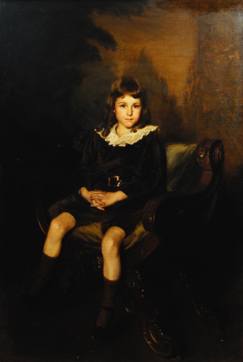 Retrato de um Rapaz sentado a todo o comprimento numa cadeira de Lydia Field Emmett