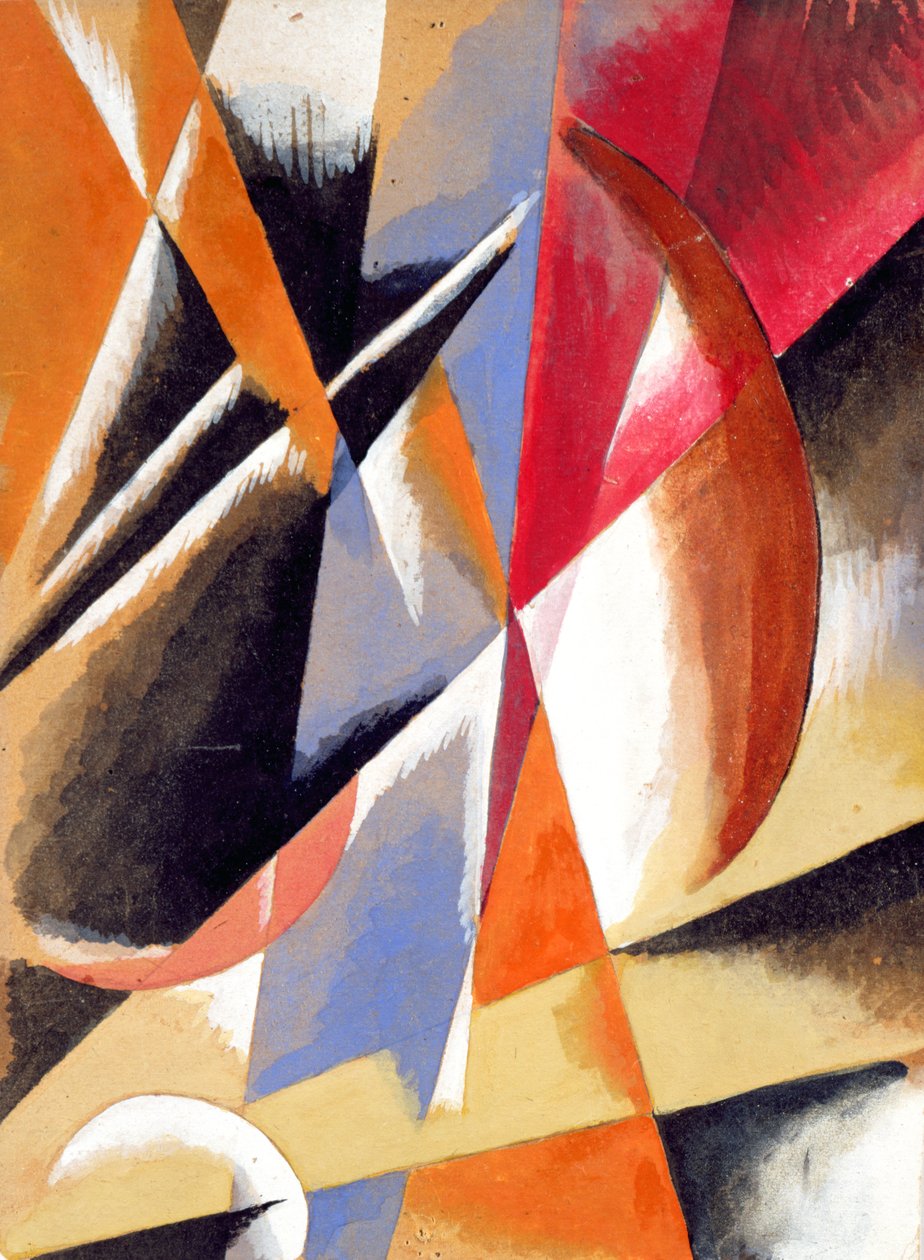 Composição, c.1920 (guache, wc e lápis sobre papel colorido) de Lyubov Sergeevna Popova