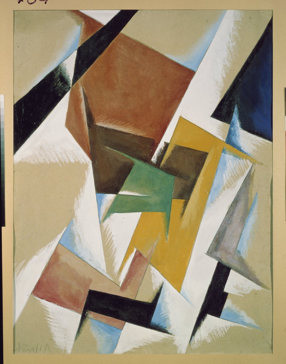 Composição. Obra de Lyubov (Lioubov) Sergeyevna Popova (1889-1924), guache sobre papel de Lyubov Sergeevna Popova