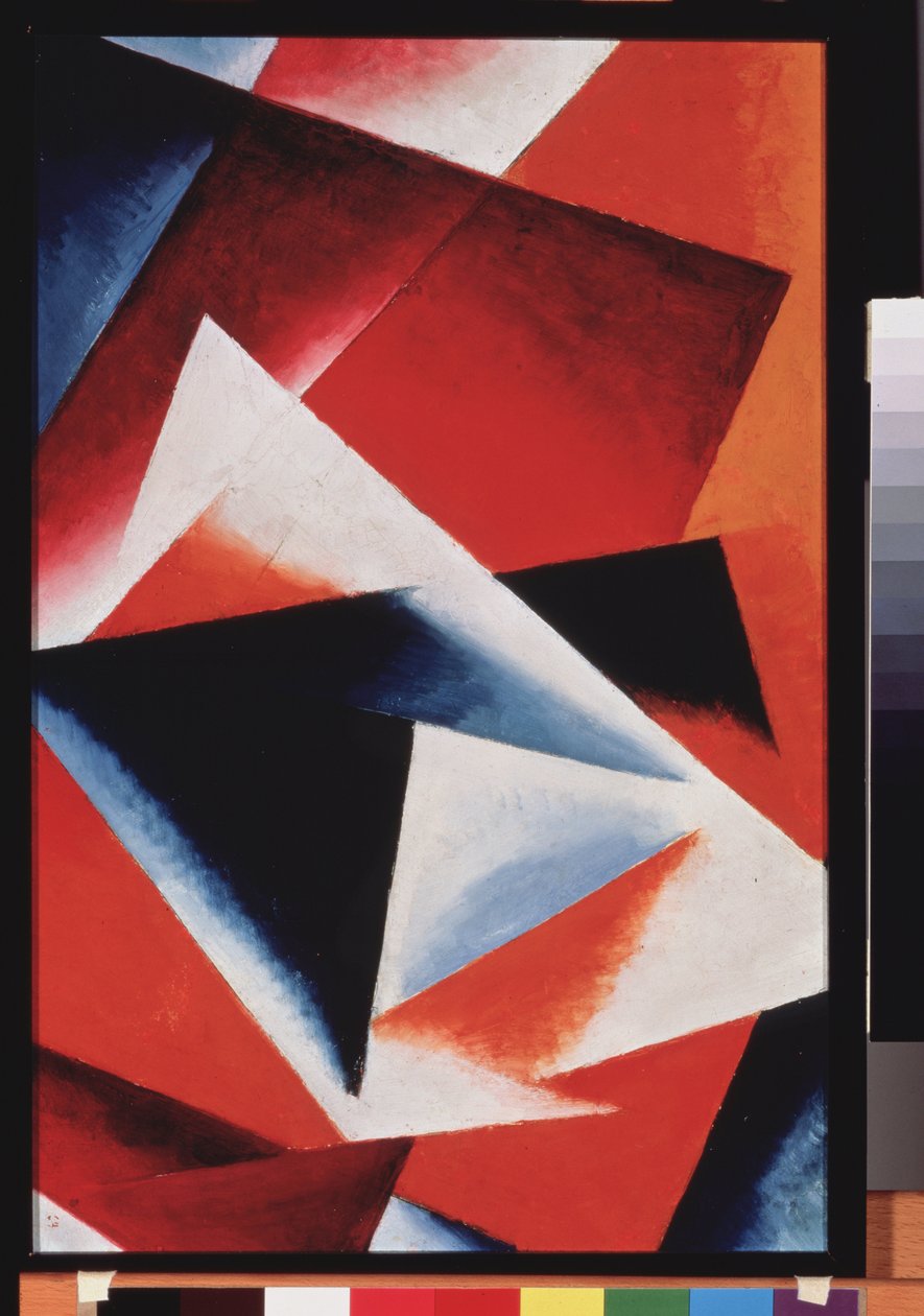 Pintura arquitetônica laranja. Obra de Lyubov (Lioubov) Sergeyevna Popova (1889-1924), óleo sobre papelão de Lyubov Sergeevna Popova