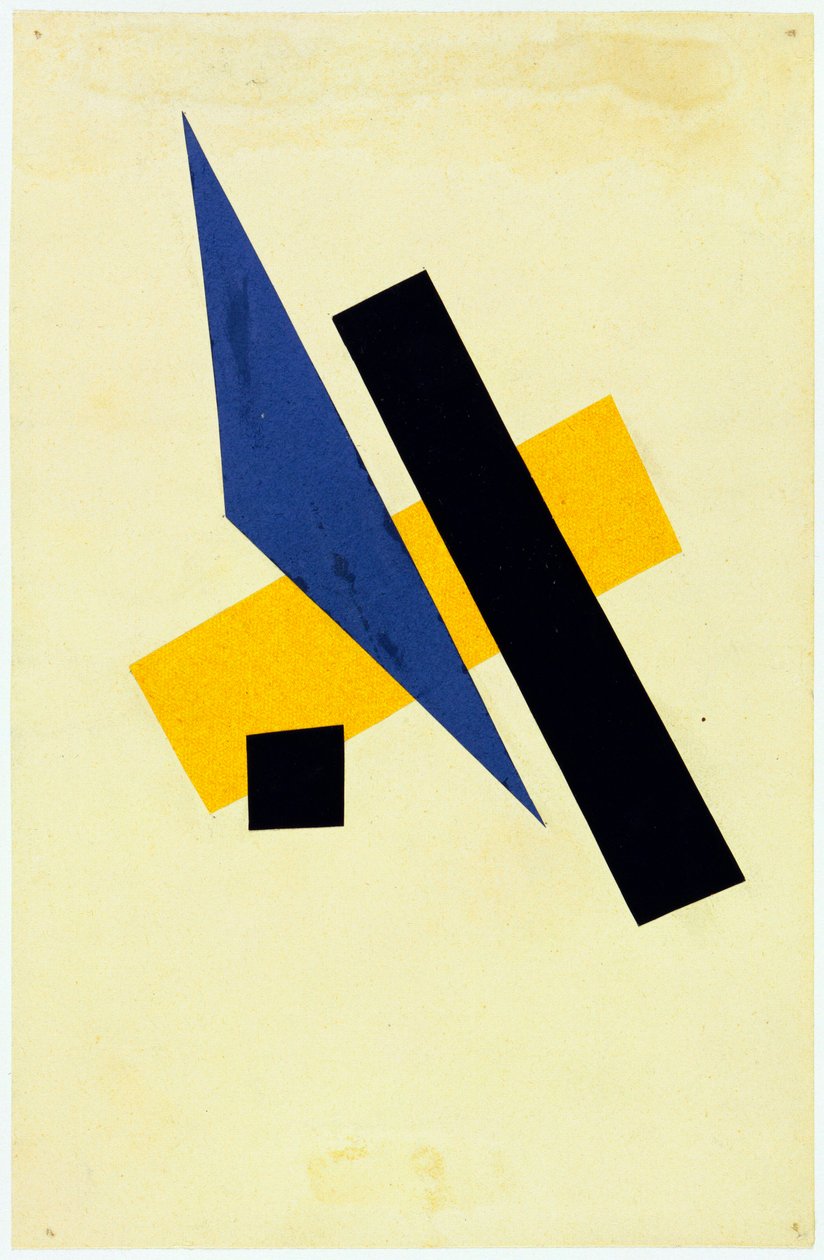 Sans titre - Popova, Lyubov Sergeyevna (1889-1924) Untitled Collage, gouache em papel 1917 23,9x15,6 - Cidade de Nova Iorque. Museu de Arte Moderna (MOMA) de Lyubov Sergeevna Popova