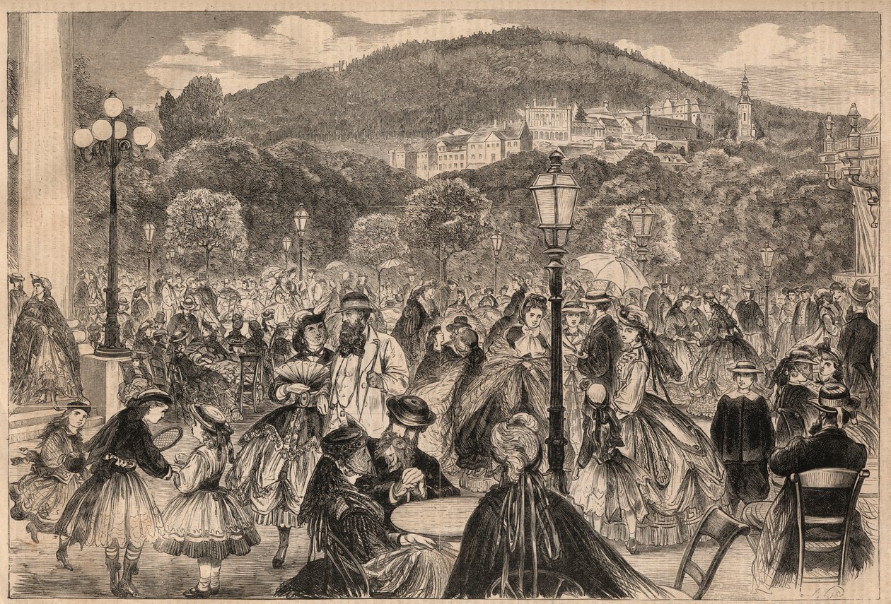 Alemanha Baden Baden 1865: promenade. de M. after Pietsch