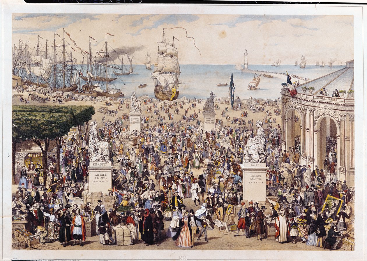 Um mercado sob a República Democrática e Social Universal, 1848 de M.C Goldsmid