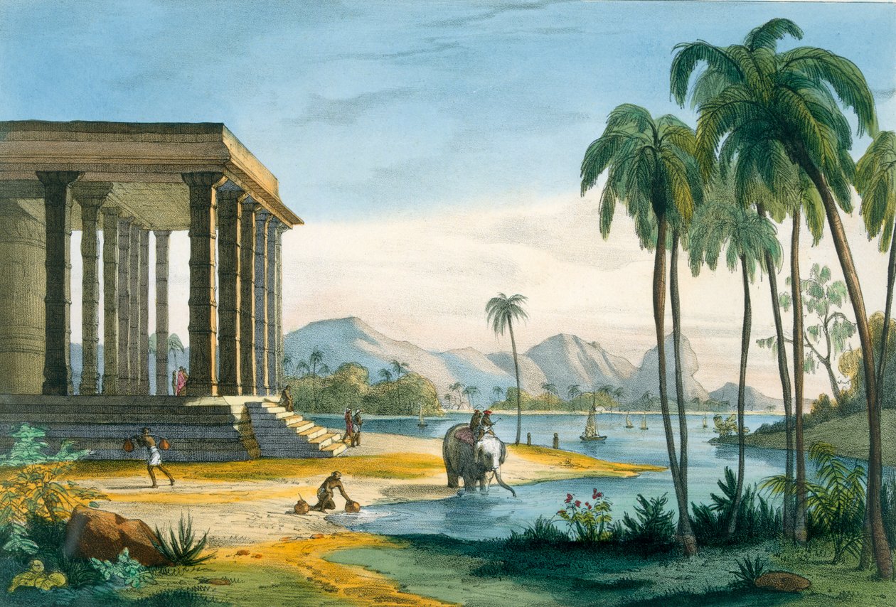 Uma vista de Tinnevely, ilustração de &39;L&39;Inde Francaise&39;, gravada por Chabrelle, Paris, c.1827-35 de M.E. Burnouf