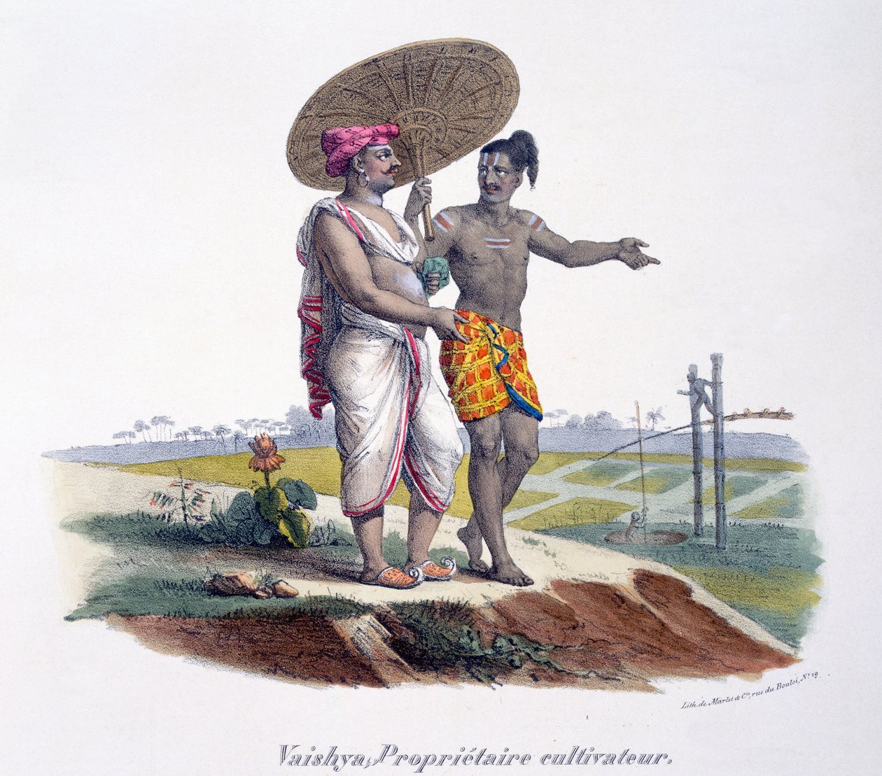 Um homem da casta Vaishya inspeciona sua pequena propriedade, 1827-35 de M.E. Burnouf
